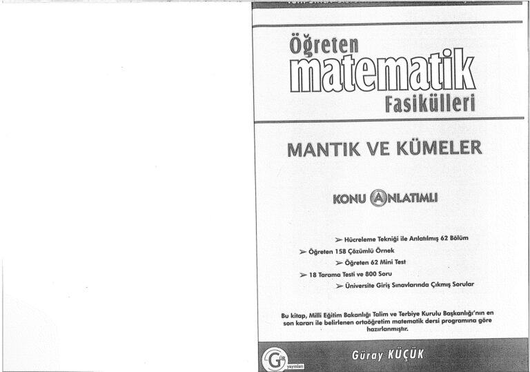 Mantık ve Kümeler Fasikülü PDF - Gür Yayınları / Kolektif 23 Gür Yayınları Mantık ve Kümeler Fasikülü Kitap Kapağı