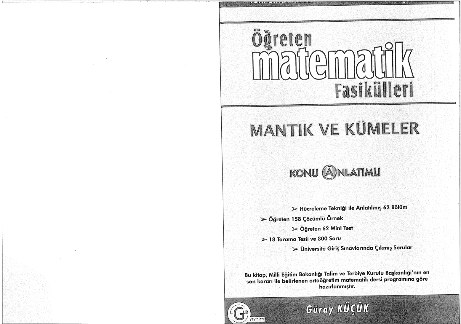 Mantık ve Kümeler Fasikülü PDF – Gür Yayınları / Kolektif