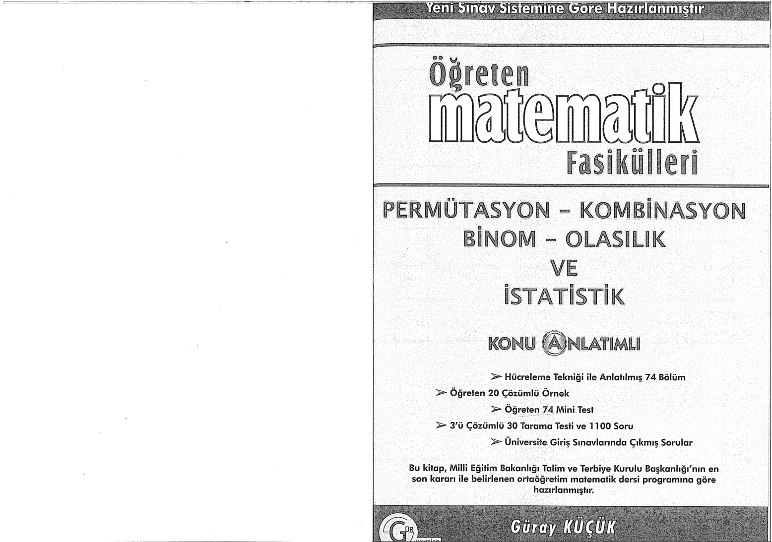 Permütasyon Kombinasyon Binom Olasılık ve İstatistik Fasikülü PDF – Gür Yayınları / Kolektif