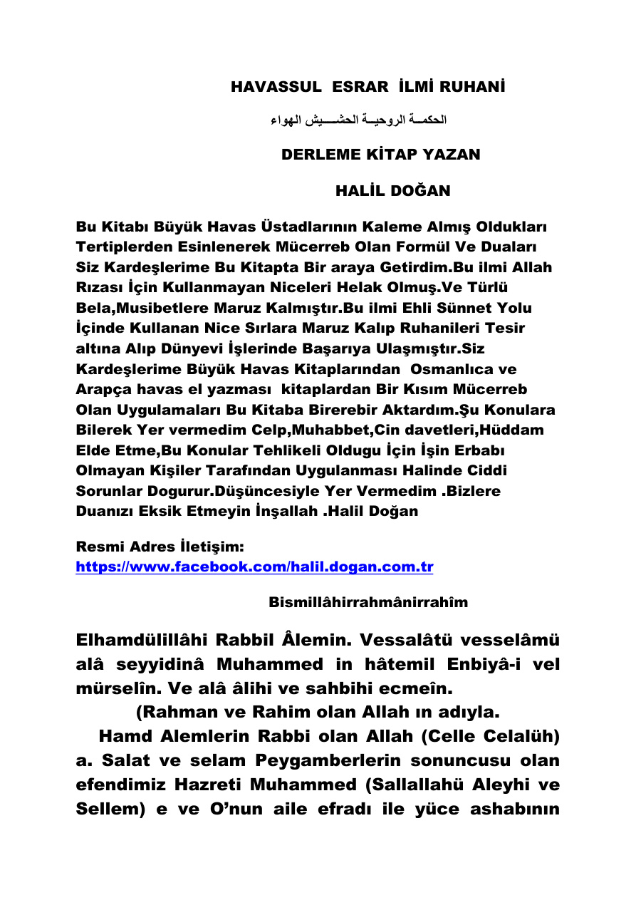 Havassü’l Esrar: İlmi Ruhani PDF – Kolektif / Kadim Metinler