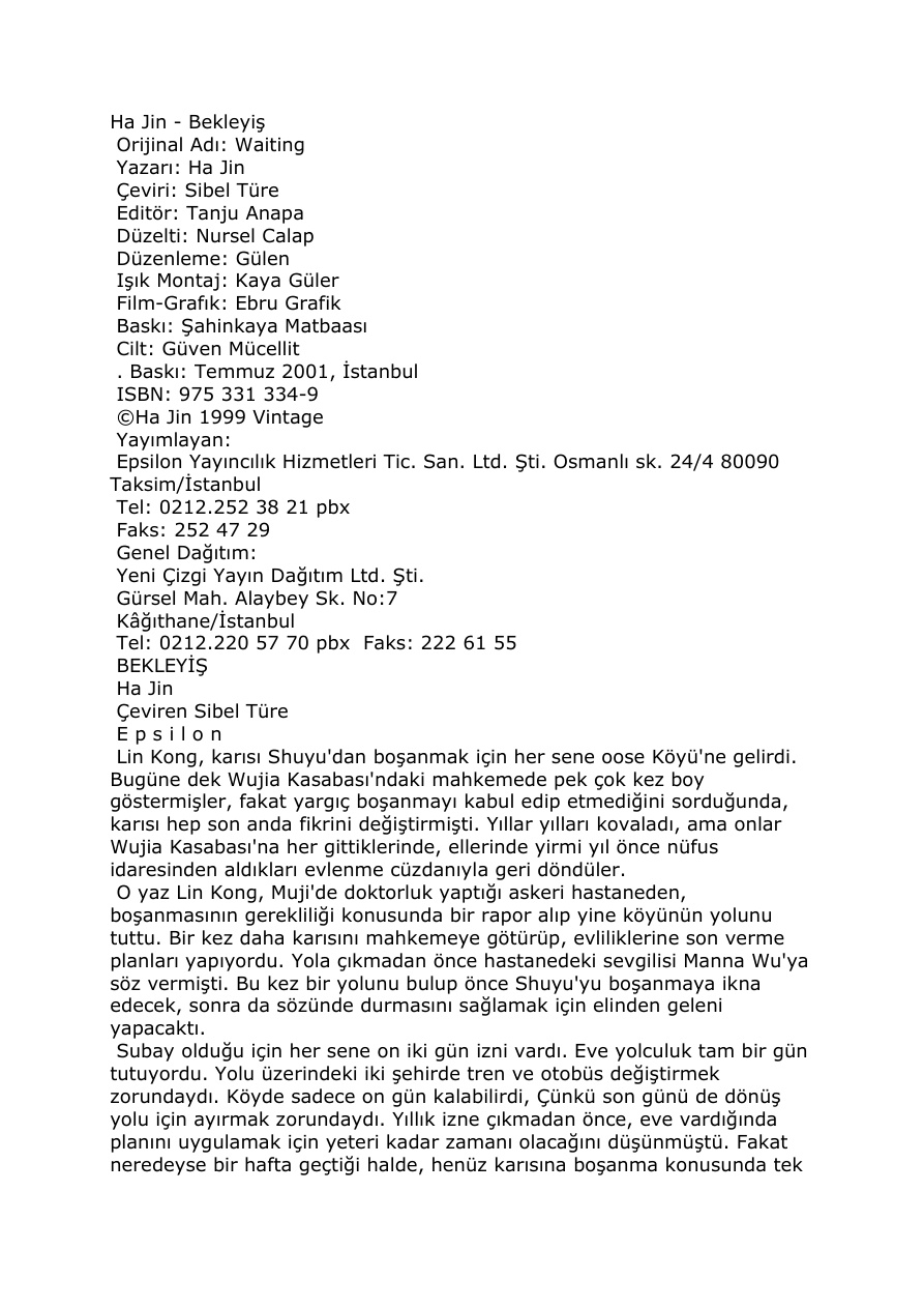 Bekleyiş PDF – Ha Jin