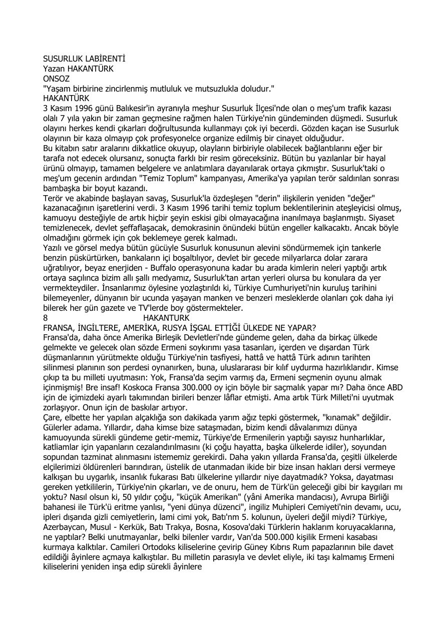 Susurluk Labirenti PDF – Hakan Türk