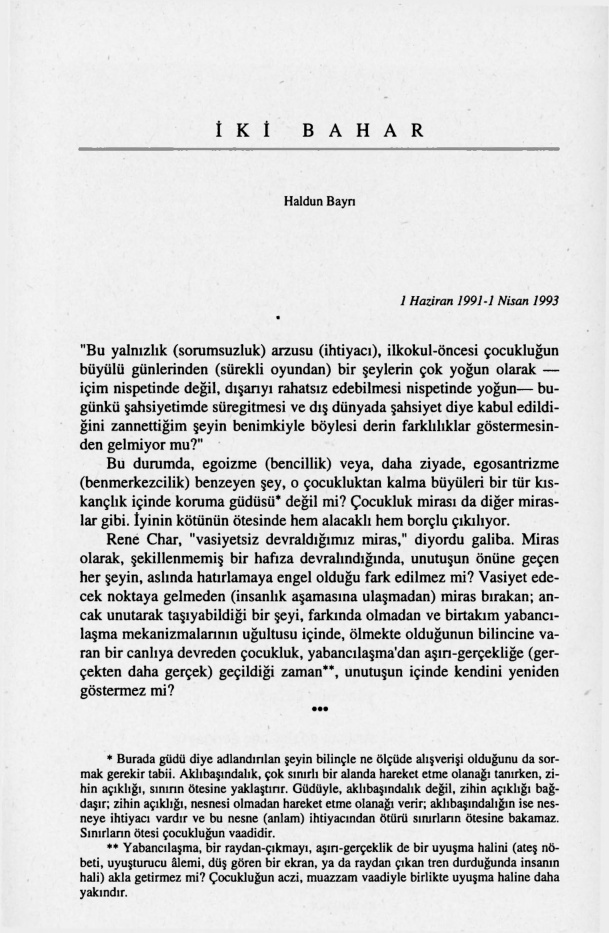 İki Bahar PDF – Haldun Bayrı
