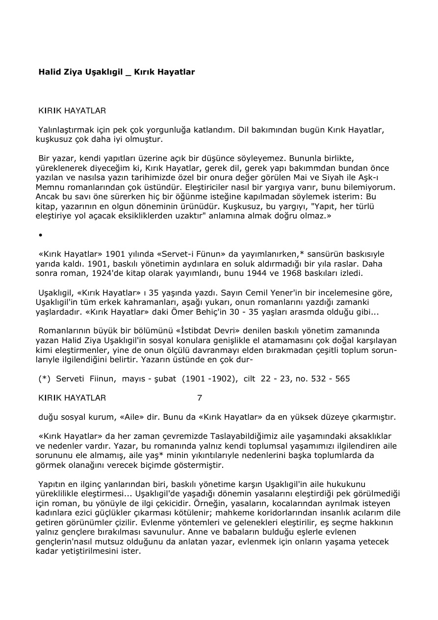 Kırık Hayatlar PDF – Halid Ziya Uşaklıgil