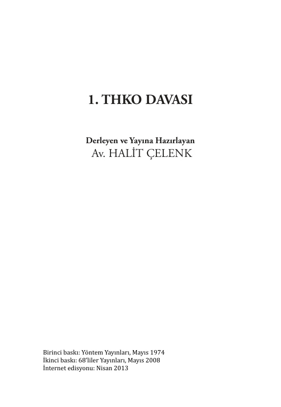 1. THKO Davası PDF – Halit Çelenk
