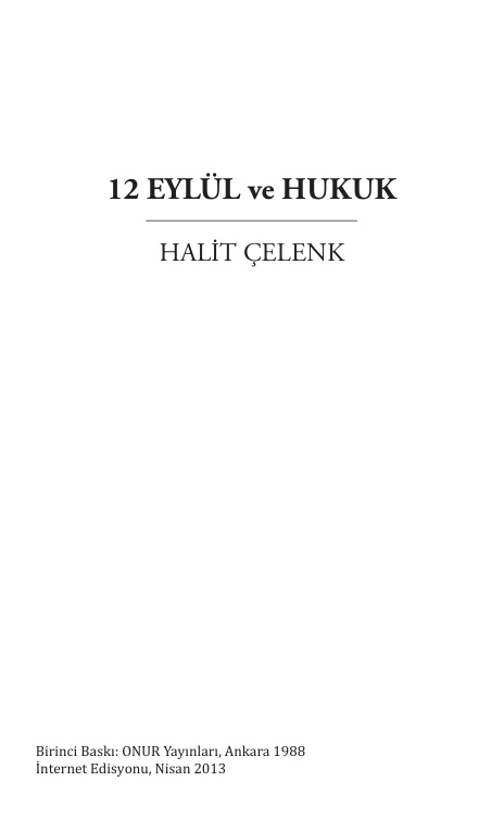 12 Eylül ve Hukuk PDF – Halit Çelenk
