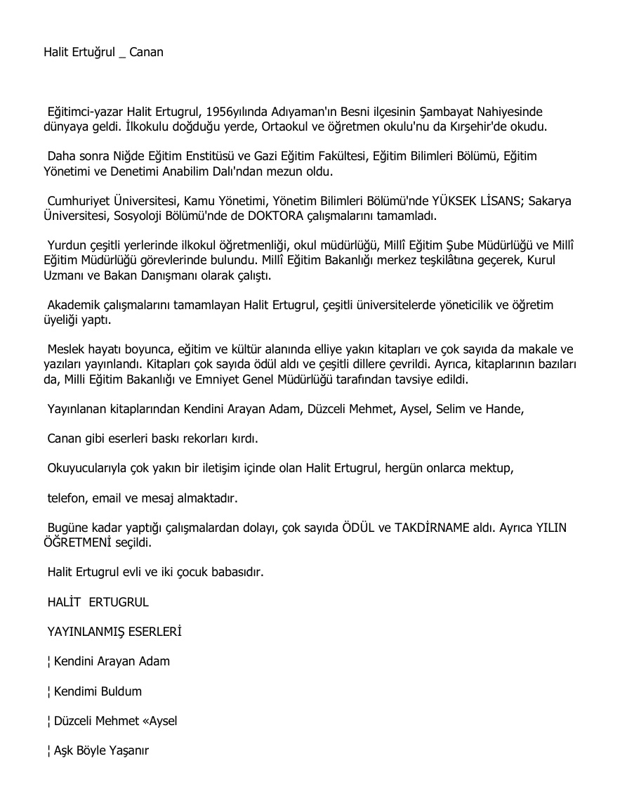 Canan PDF – Halit Ertuğrul