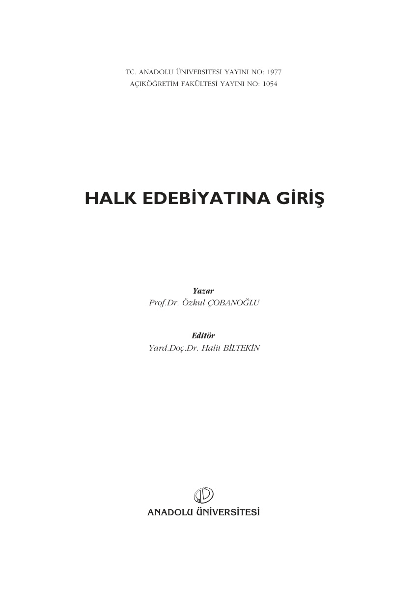 Halk Edebiyatına Giriş 2 PDF – Kolektif / Araştırma