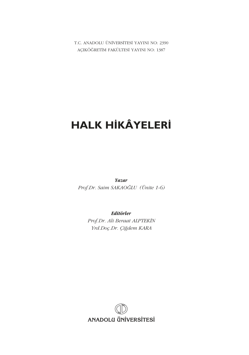 Halk Hikâyeleri PDF – Kolektif / Derleme
