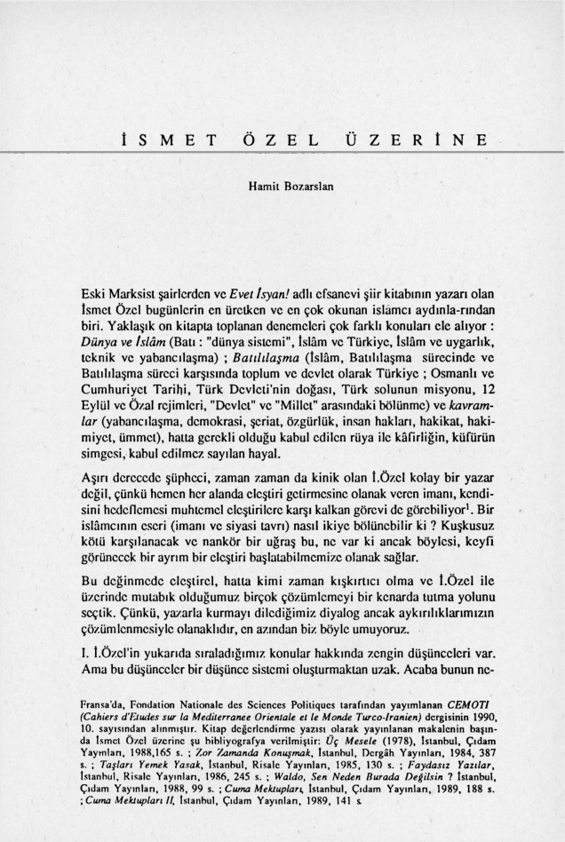 İsmet Özel Üzerine PDF – Hamit Bozarslan
