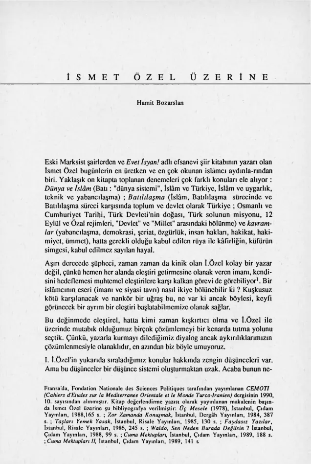 İsmet Özel Üzerine PDF – Hamit Bozarslan