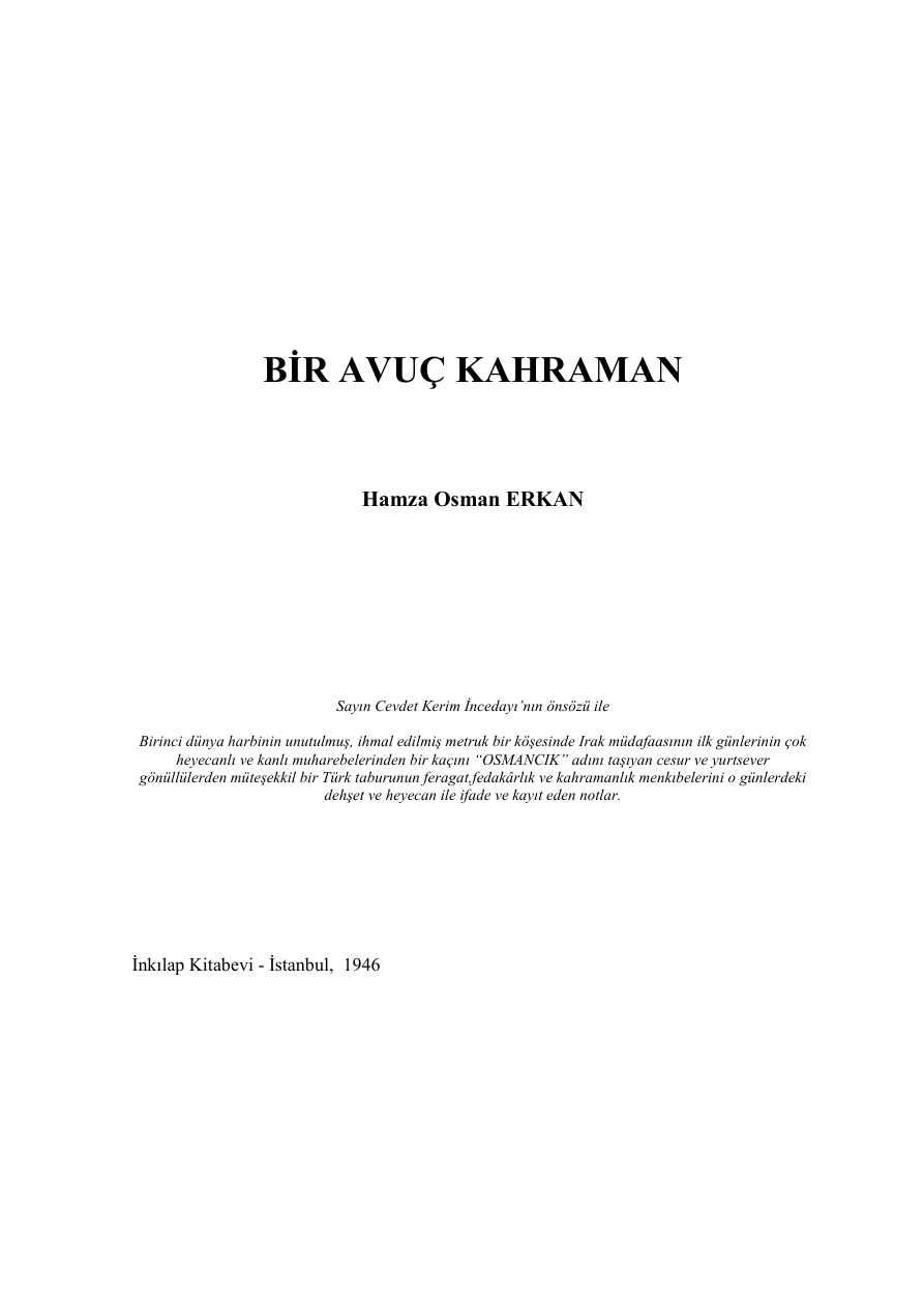 Bir Avuç Kahraman PDF – Hamza Osman Erkan