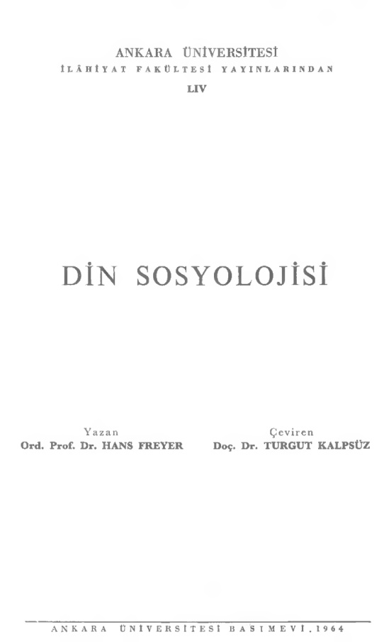 Din Sosyolojisi PDF – Hans Freyer