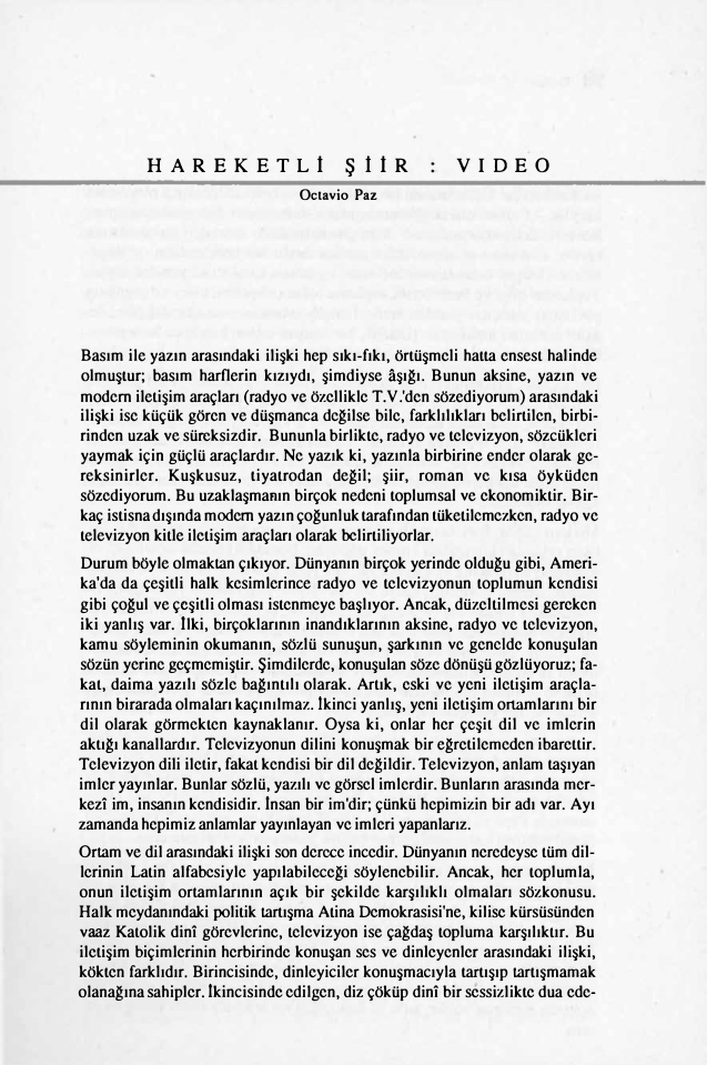 Hareketli Şiir Video PDF – Octavio Paz