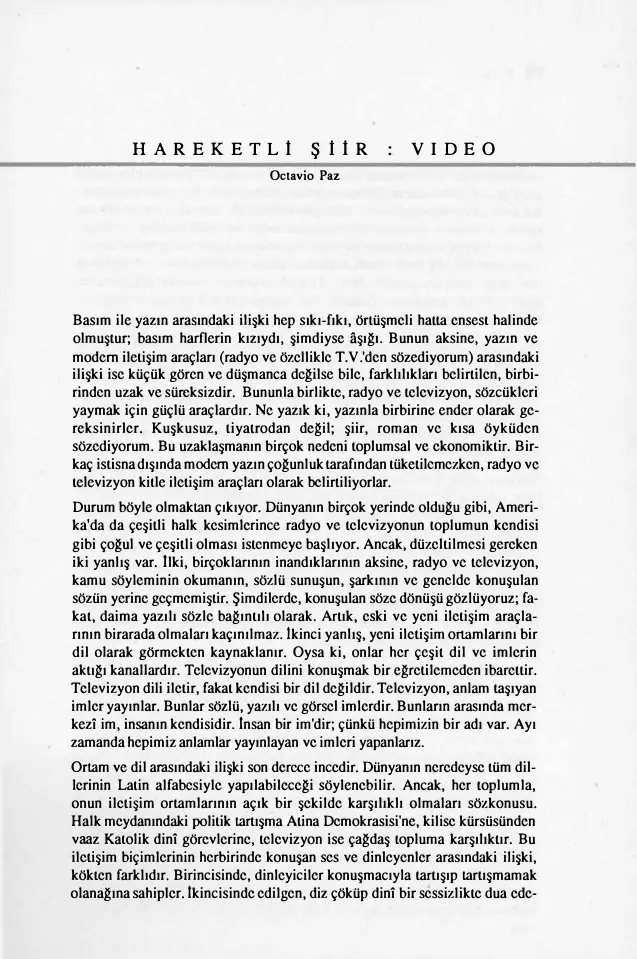 Hareketli Şiir Video PDF – Octavio Paz