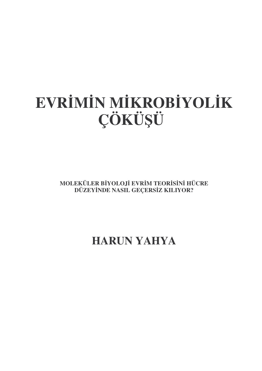 Evrimin Mikrobiyolojik Çöküşü PDF – Harun Yahya (Adnan Oktar)