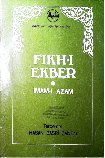 Fıkh-ı Ekber PDF – İmam-ı Azam Ebû Hanîfe (Çev. Hasan Basri Çantay)