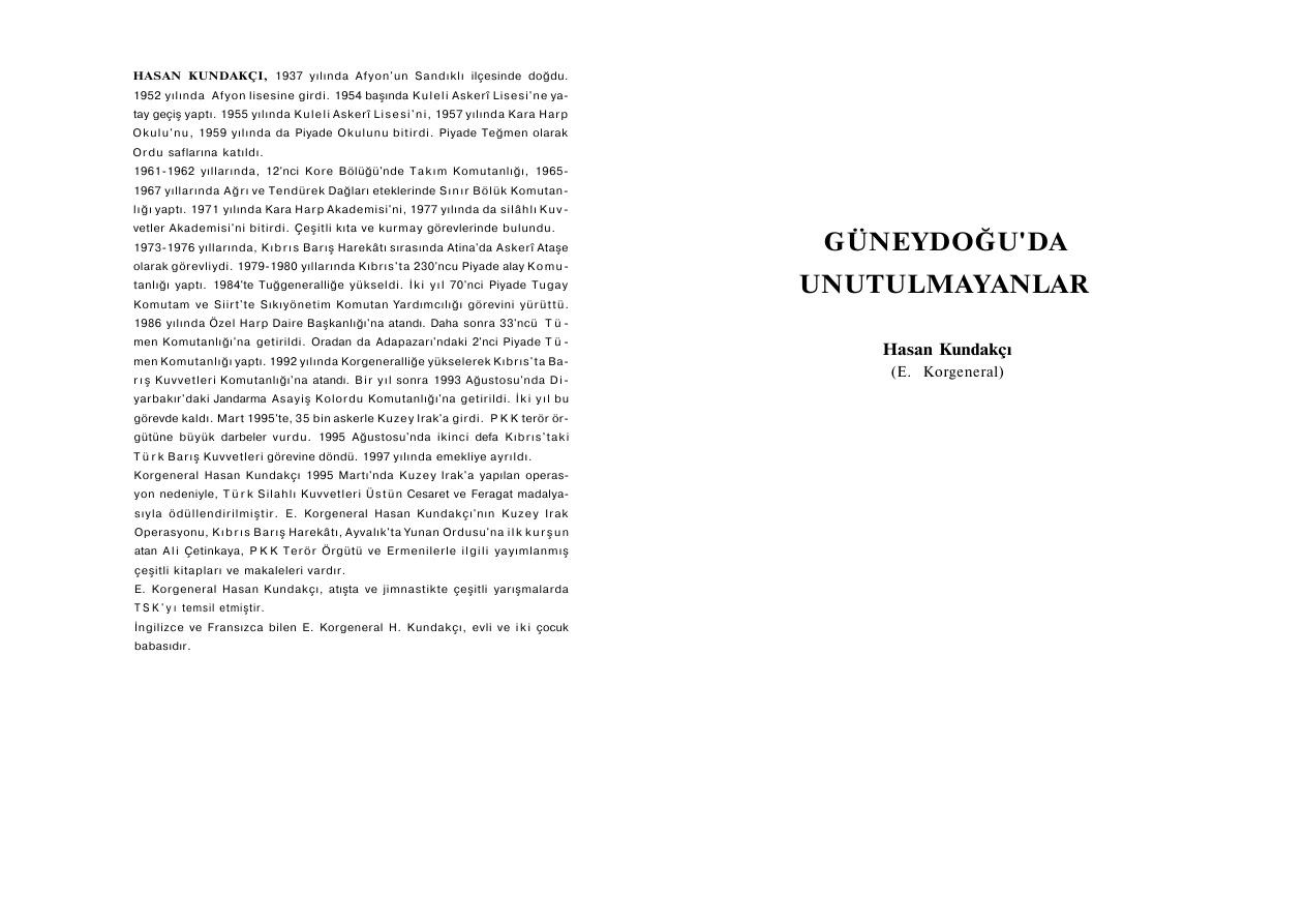 Güneydoğu’da Unutulmayanlar PDF – Hasan Kundakçı
