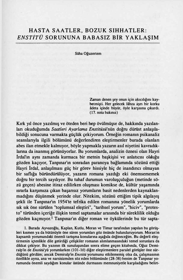 Hasta Saatler, Bozuk Sıhhatler: Enstitü Sorununa Babasız Bir Yaklaşım PDF – Süha Oğuzertem
