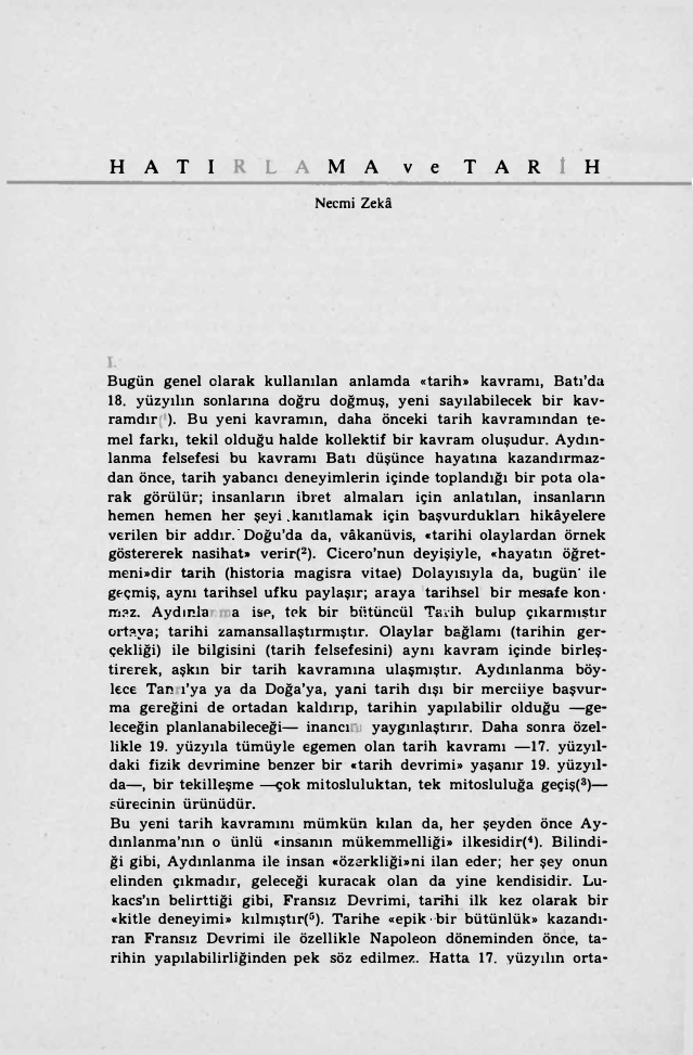 Hatırlama ve Tarih PDF – Necmi Zekâ