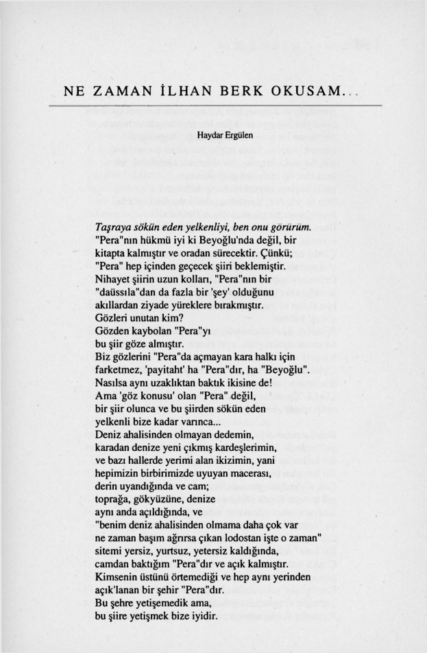 Ne Zaman İlhan Berk Okusam… PDF – Haydar Ergülen
