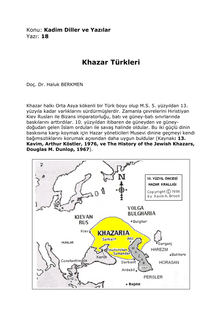 Hazar Türkleri PDF – Doç. Dr. Haluk Berkmen
