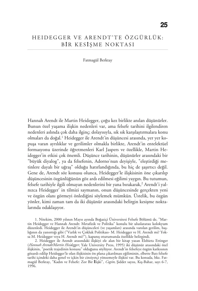 Heidegger ve Arendt’te Özgürlük: Bir Kesişme Noktası PDF – Kolektif / Felsefe Analizi