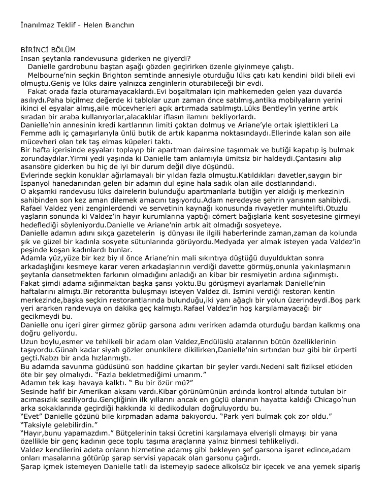 İnanılmaz Teklif PDF – Helen Bianchin