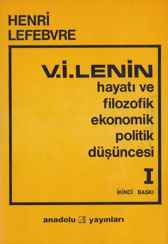 V. İ. Lenin: Cilt I PDF – Henri Lefebvre