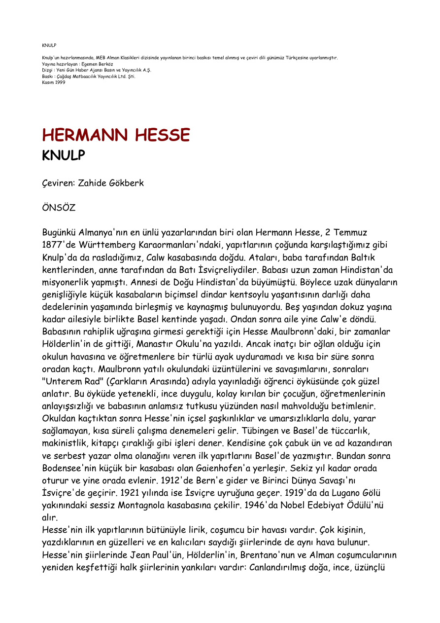 Knulp PDF – Hermann Hesse