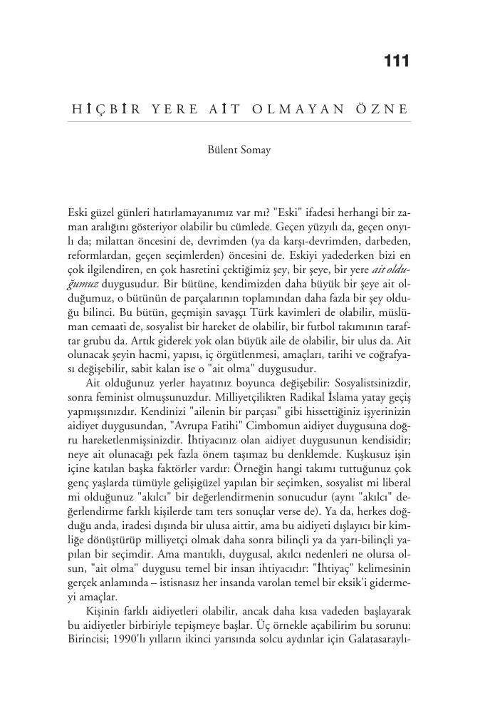 Hiçbir Yere Ait Olmayan Özne PDF – Kolektif / Felsefe