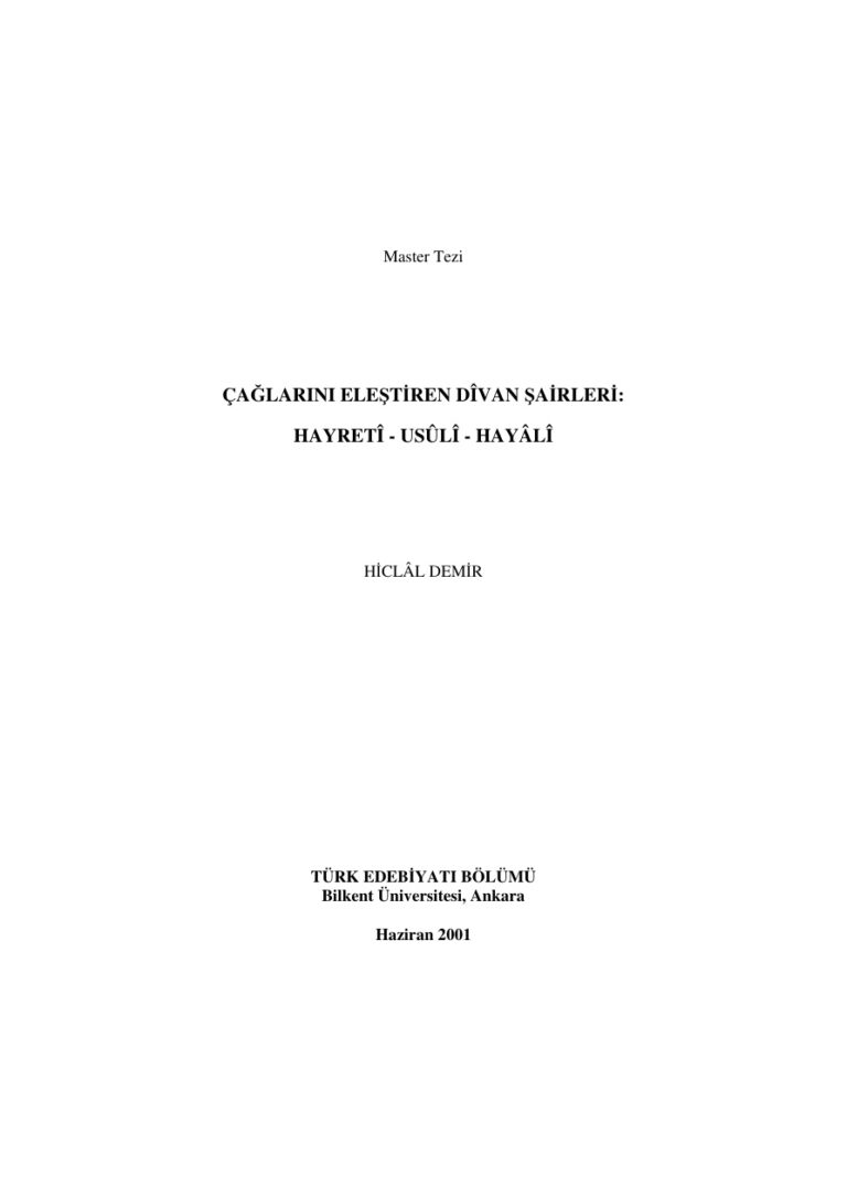 Hiclal Demir Çağlarını Eleştiren Divan Şairleri; Hayreti, Usuli, Hayali Kitap Kapağı