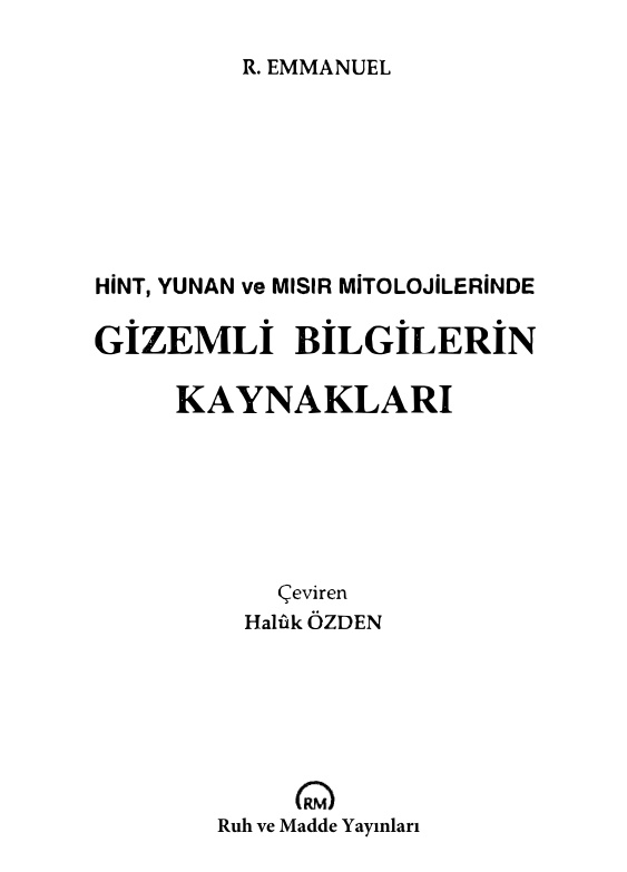 Hint, Yunan ve Mısır Mitolojilerinde Gizemli Bilgilerin Kaynakları PDF – R. Emmanuel