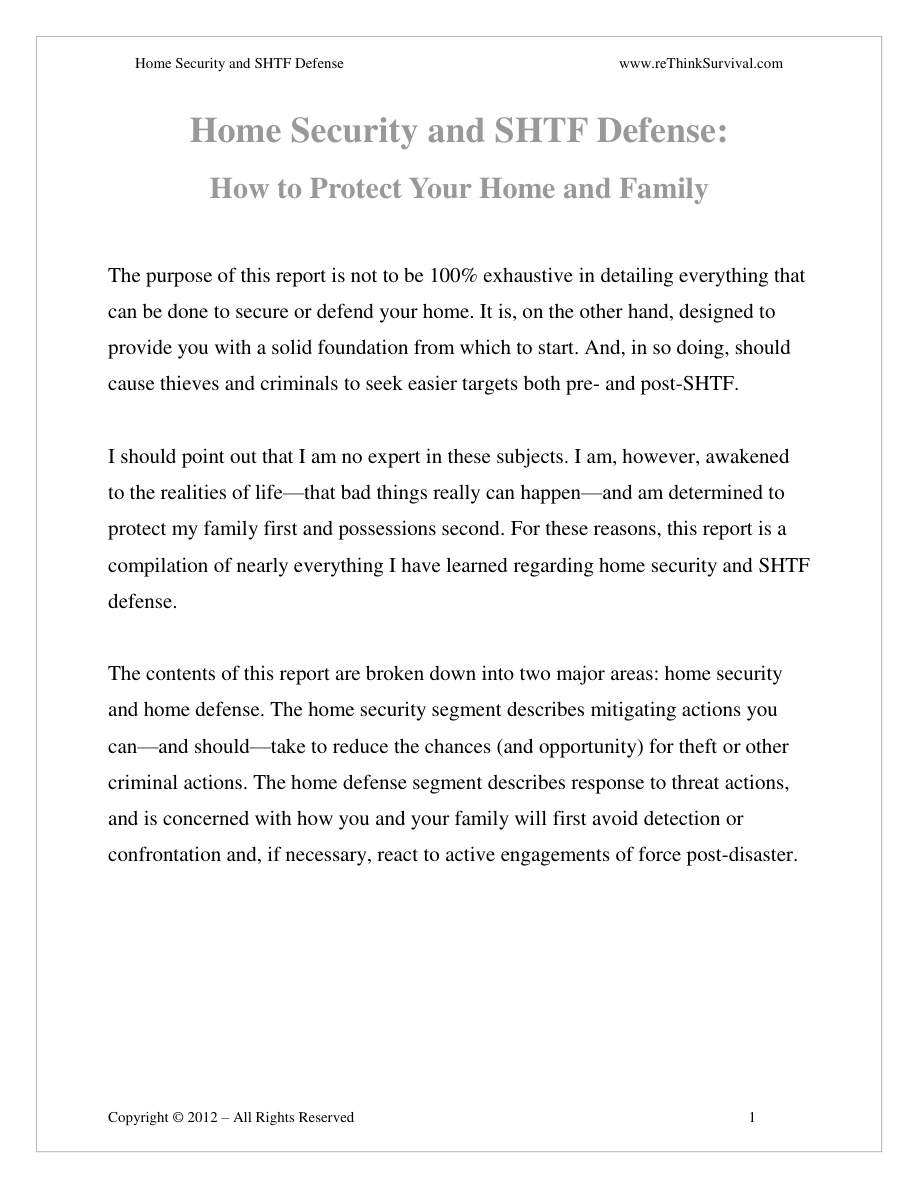 Home Security and SHTF Defense PDF – Unknown