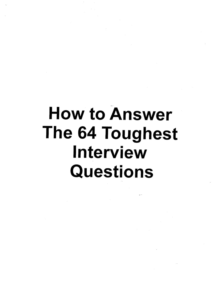 How to Answer the 64 Toughest Interview Questions PDF – Unknown