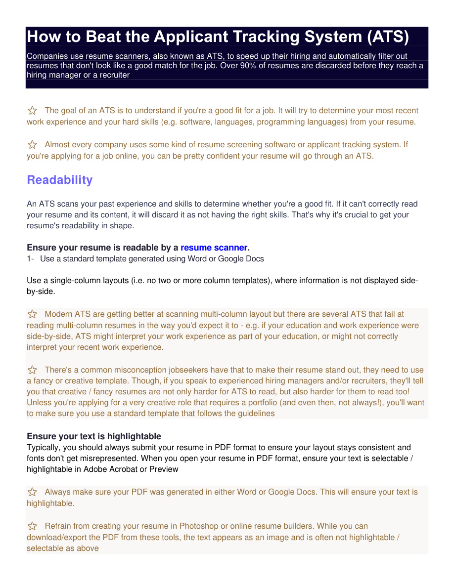 How to Beat the Applicant Tracking System PDF – Unknown