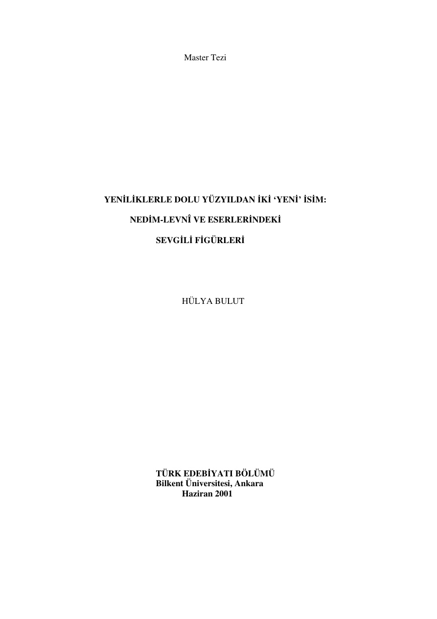 Nedim, Levni ve Eserlerindeki Sevgili Figürleri PDF – Hülya Bulut