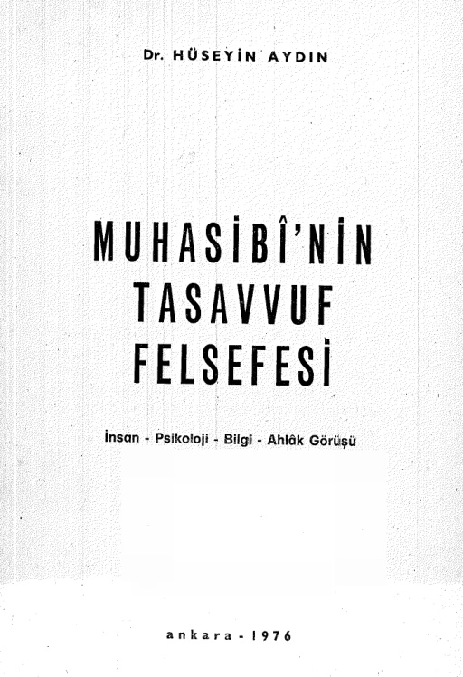Muhasibinin Tasavvuf Felsefesi PDF – Hüseyin Aydın