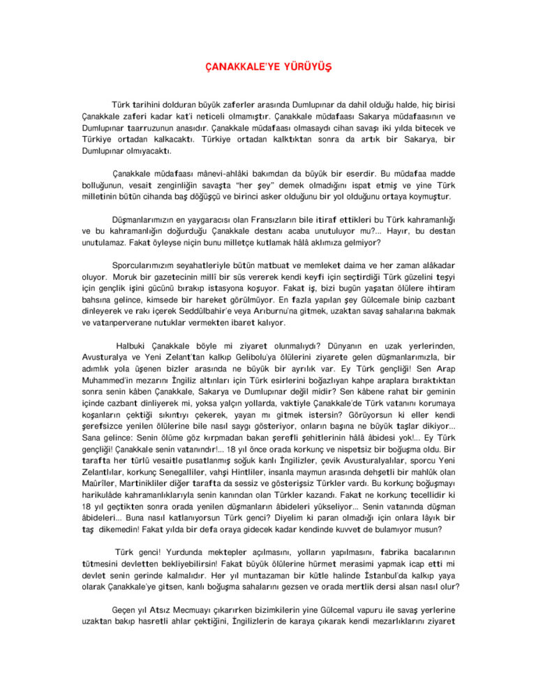 Çanakkale'ye Yürüyüş PDF - H. Nihal Atsız 3 Huseyin Nihal Atsiz Canakkale'ye Yuruyus Kitap Kapağı