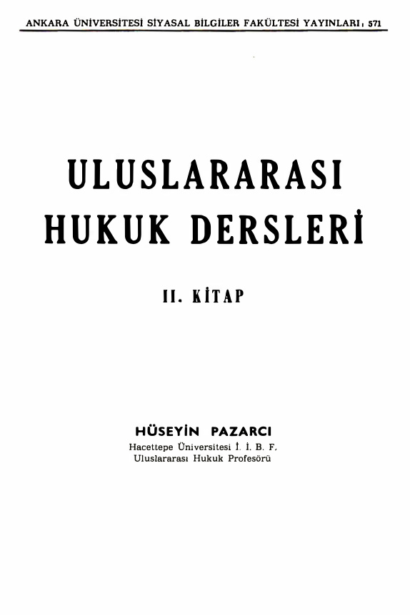 Uluslararası Hukuk Dersleri II. Kitap PDF – Hüseyin Pazarcı