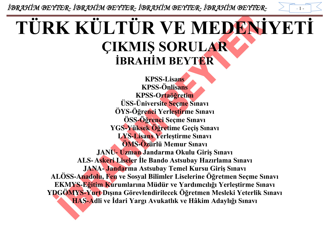 ÖSYM Çıkmış Sorular PDF – İbrahim Beyter
