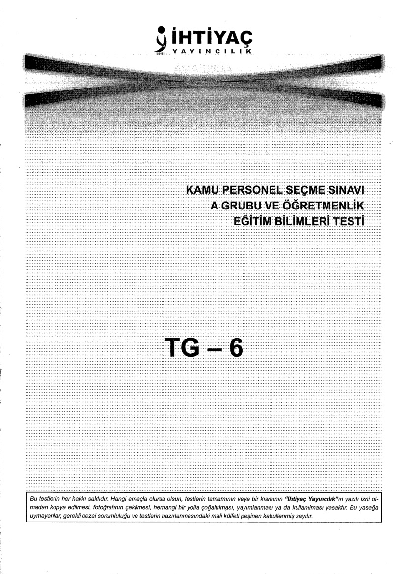 İhtiyaç 6 Eğitim Bilimleri KPSS PDF – İhtiyaç Akademi Komisyon