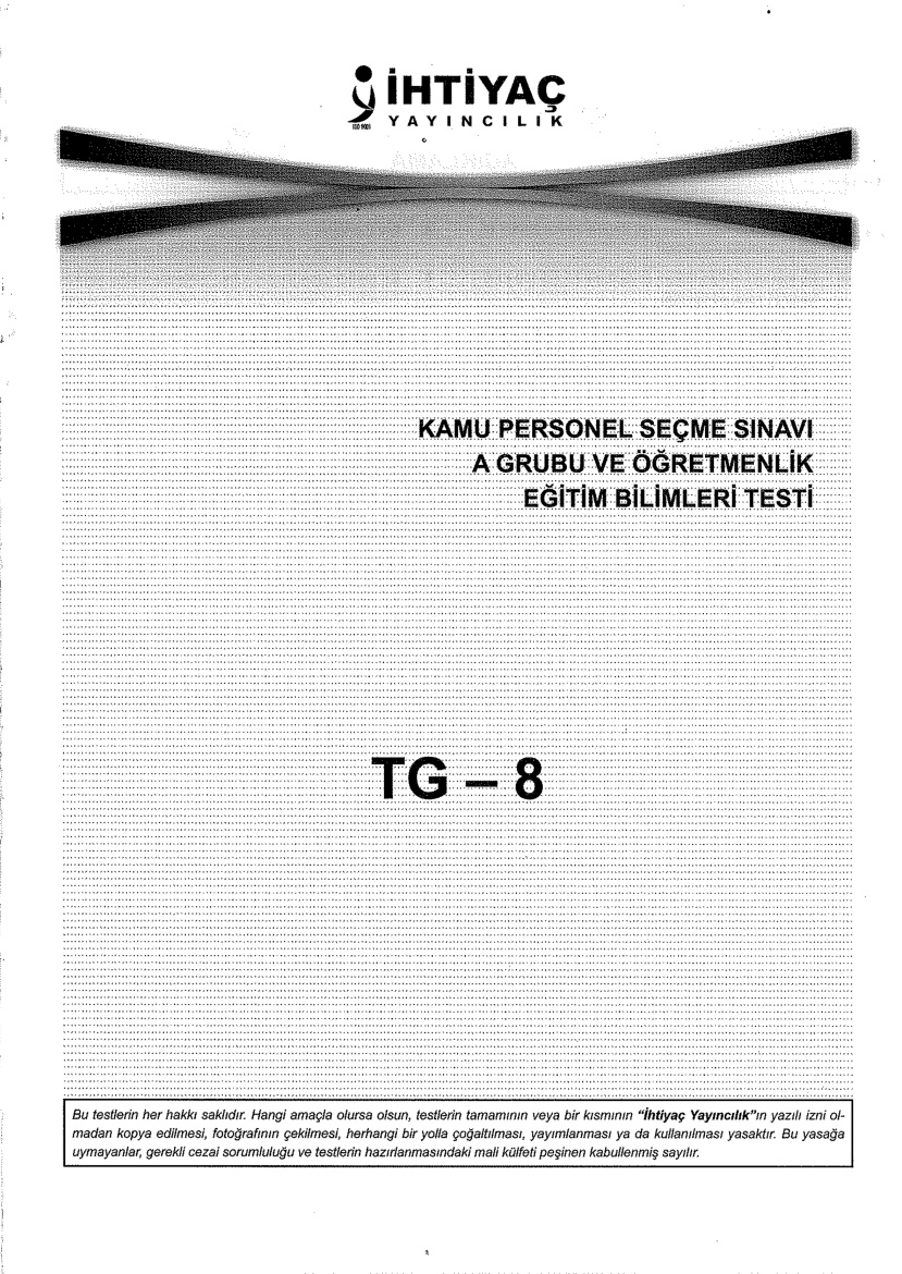 İhtiyaç 8 Eğitim Bilimleri KPSS PDF – İhtiyaç Akademi Komisyon
