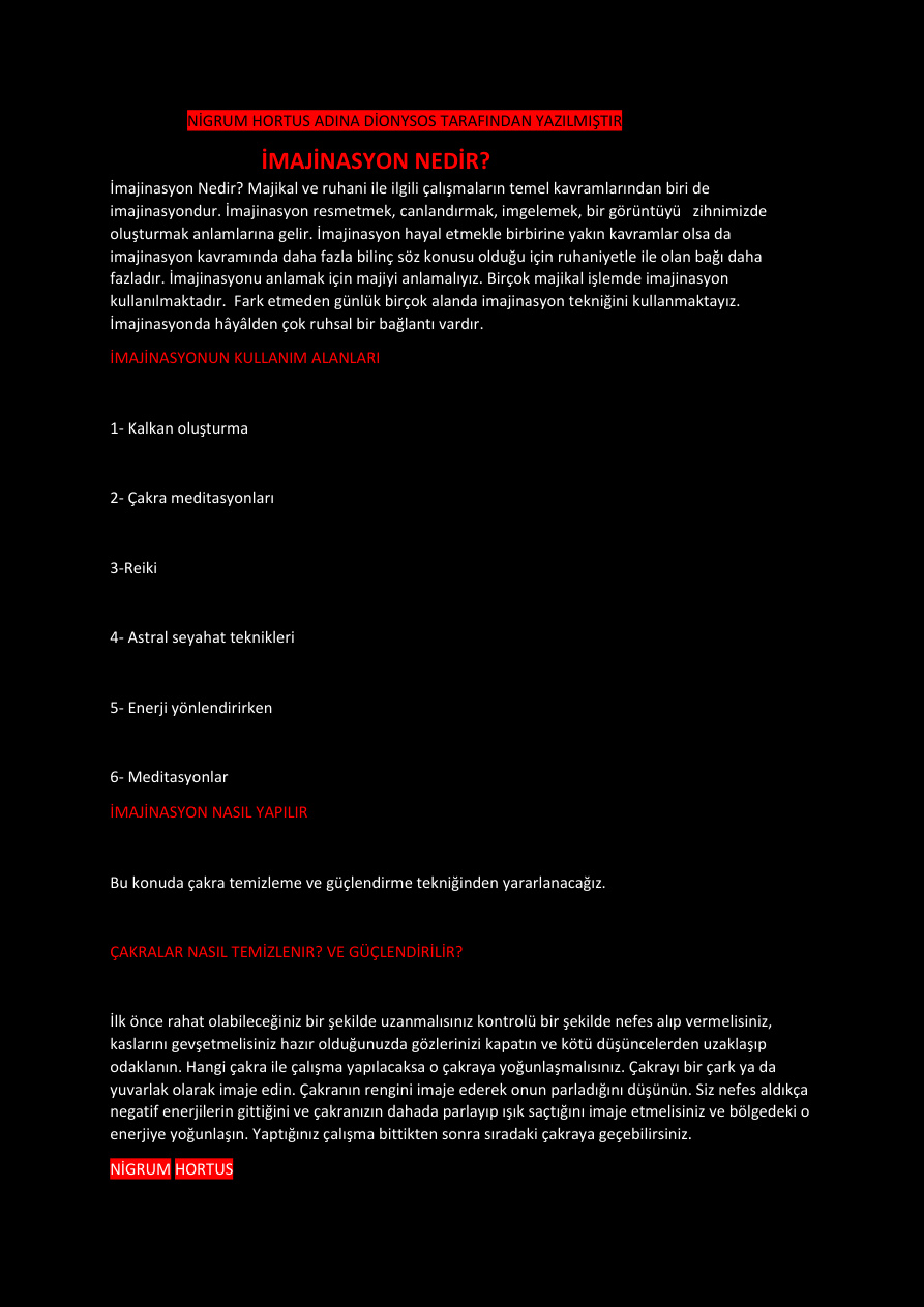 İmajınasyon: Nigrum Hortus PDF – Bilinmiyor / Ezoterik Kolektif