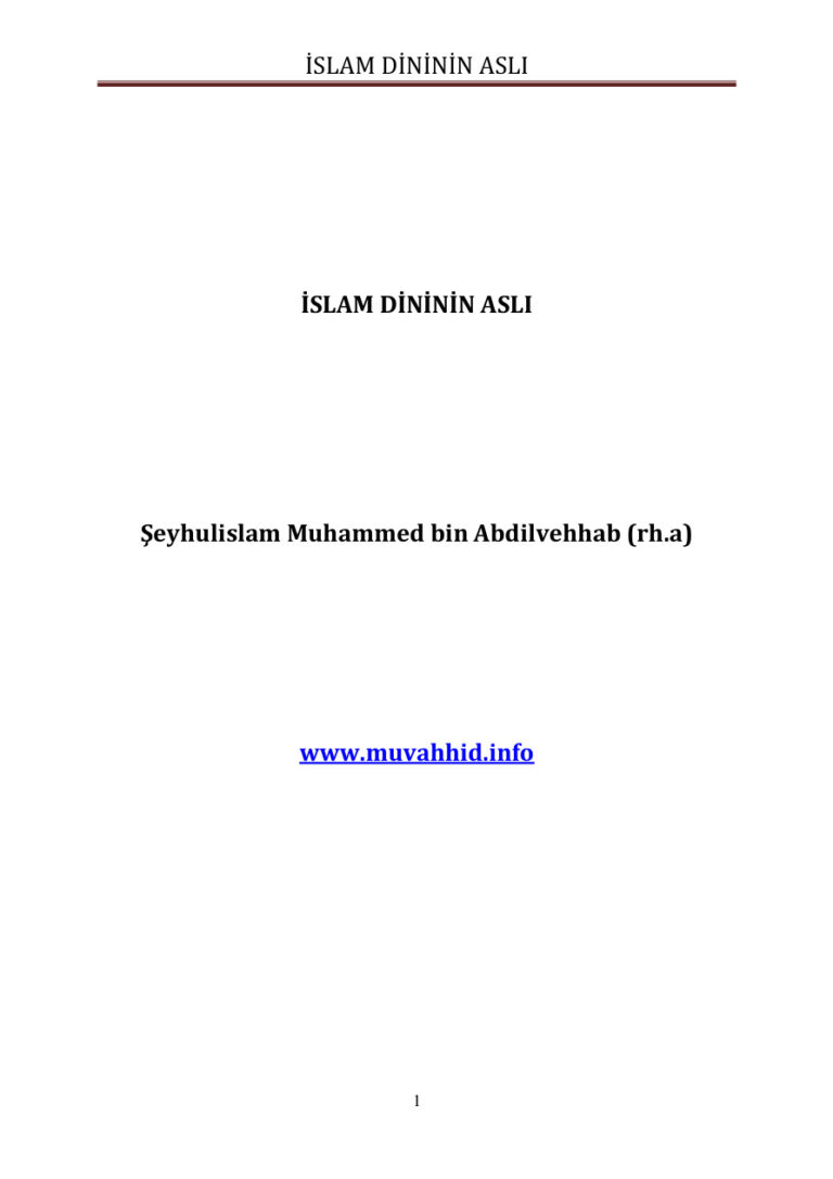 İSLAM DİNİNİN ASLI Kitap Kapağı