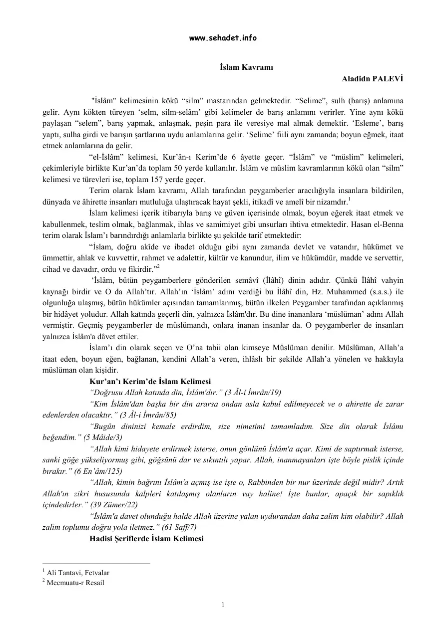 İslam Kavramı PDF – Aladdin Palevi