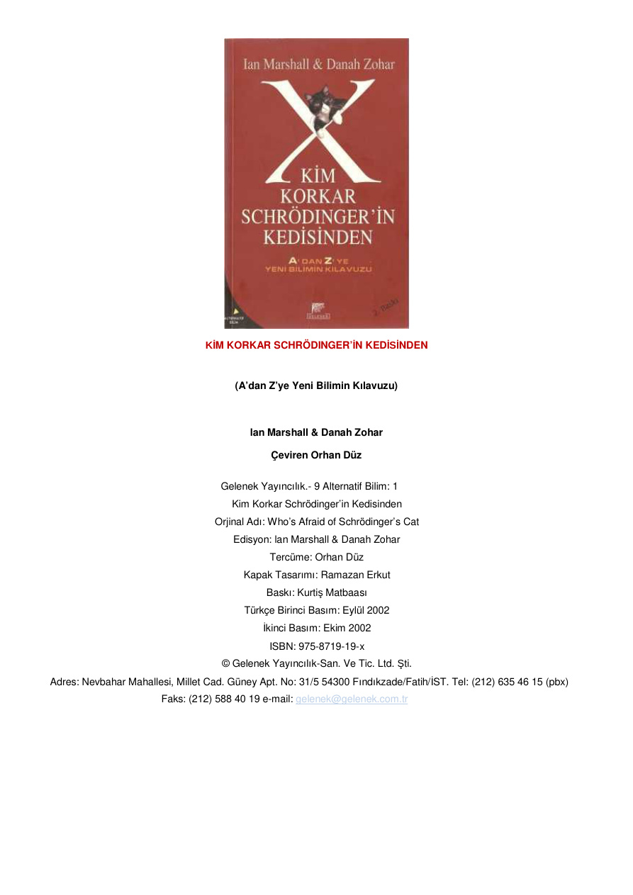 Kim Korkar Schrodinger’in Kedisinden PDF – Ian Marshall & Danah Zokar