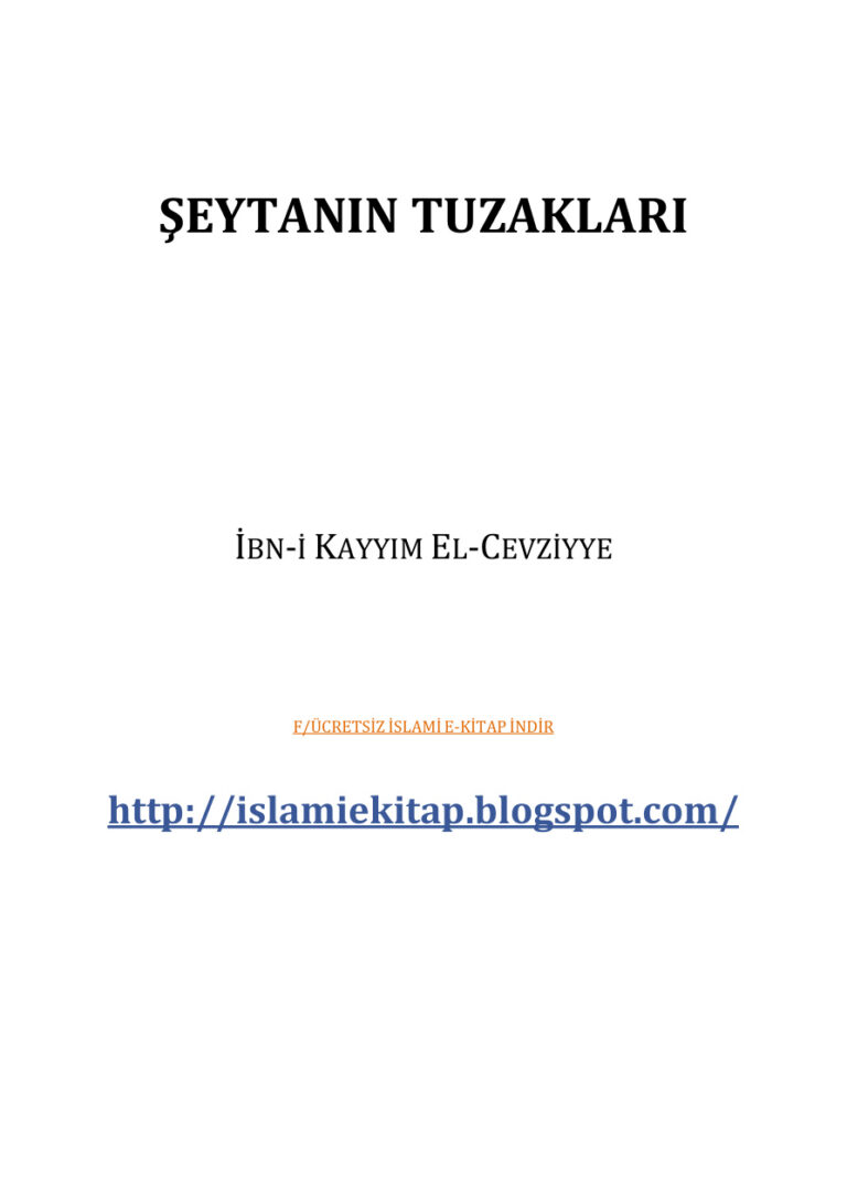 İbn i Kayyim El Cevziyye Şeytanın Tuzakları Kitap Kapağı