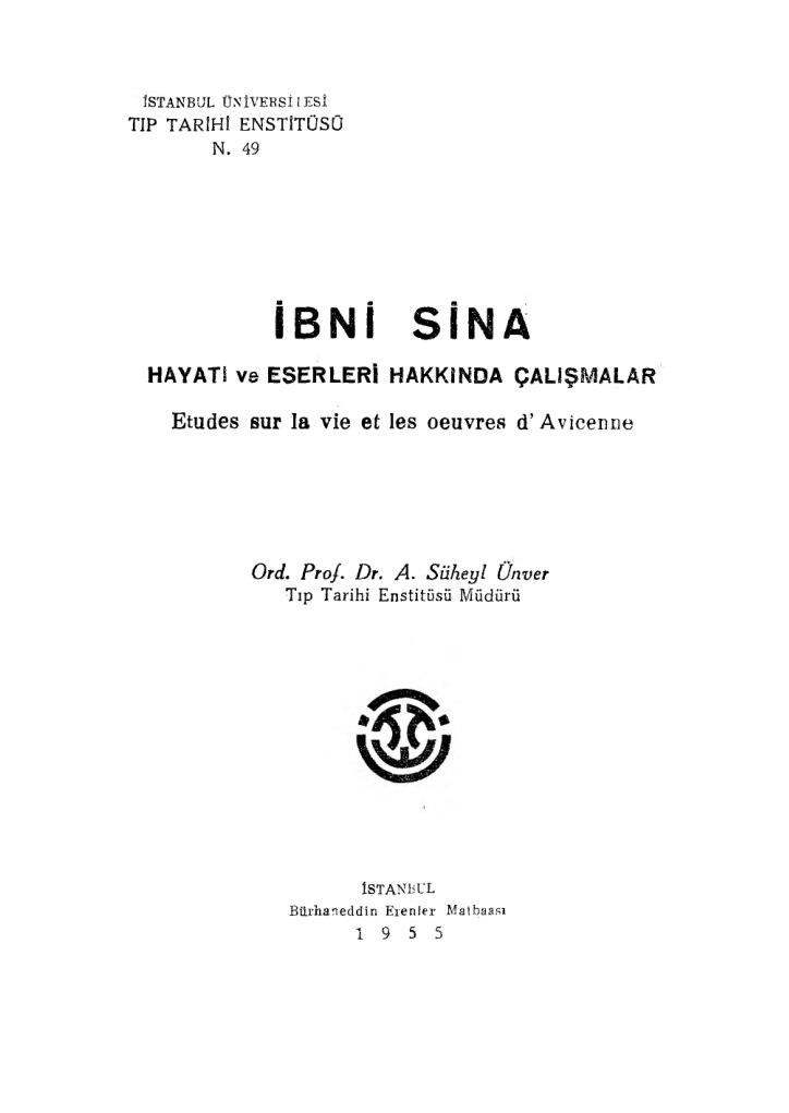İbn-i Sina PDF – Ord. Prof. Dr. A. Süheyl Ünver
