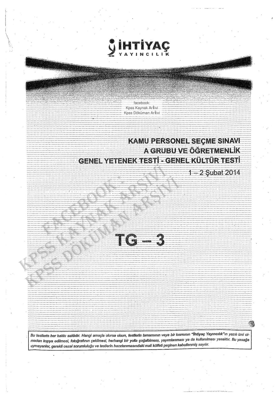 İhtiyaç 2014 TG 3 GYGK PDF – İhtiyaç Akademi Komisyon